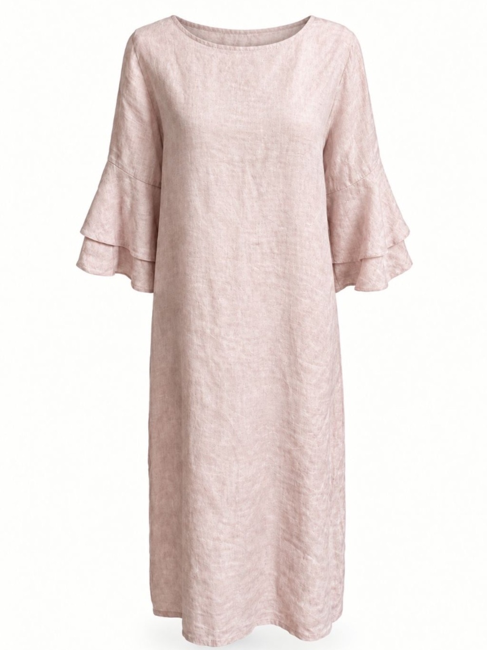 Francesca Bettini Blush Pink 100% Linen Shift Dress Size Small | Flutter Sleeve